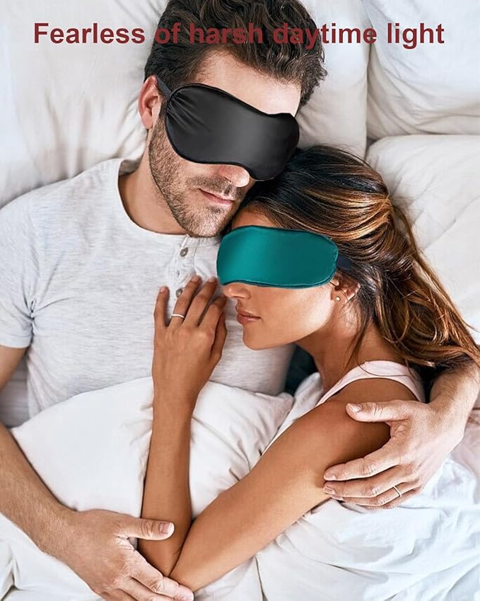 Sleep Mask, Silk Sleep Mask with Adjustable Strap, Super Soft Satin Blackout Sleeping Eye Mask for Men&Women, Comfortable Blindfold Eyeshade for Night Sleep 4 Pack (Black Pink Green Grey)