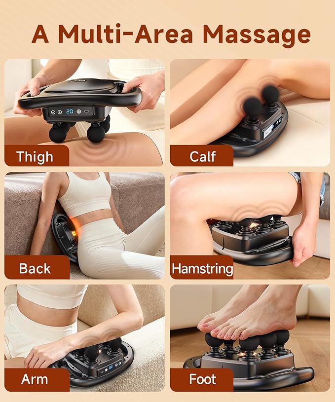 AERLANG Massage Gun Deep Tissue Muscle Massager,Back Massager for Pain Relief,Percussion Multi-Head Massage Gun Tool Handheld Messager with 9 Levels & 4 Modes Gifts for him her Dad mom