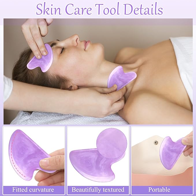 Sherr 16 Pcs Gua Sha Facial Tools Gua Sha Stone Facial Massage Tools Face Massager for Body Spa Acupuncture Relieve Muscle Tensions Puffiness (Fresh Style)