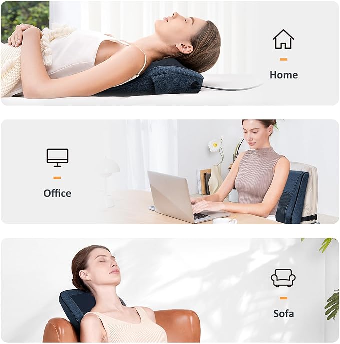 Boriwat Neck Massager with Heat, Back Massager & Deep Tissue Massager, 3D Kneading Massage Pillow for Neck, Back, Shoulder, Leg, Gifts Men Women Mom Dad, Stress Relax at Home Office and Car (Blue)
