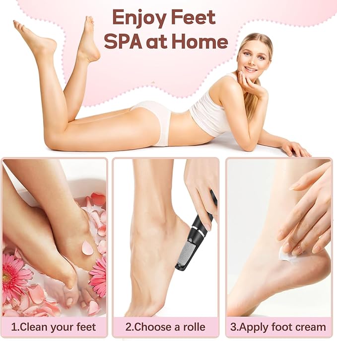 Electric Foot Callus Remover, Callus Remover for Feet Rechargeable Portable Pedicure Tool Kit, Smooth Pedicure Wand for Feet Care, Removes Dry Hard & Dead Skin Ideal Gift -Black