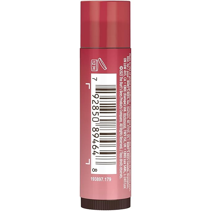 Burt's Bees Lip Tint Balm with Long Lasting 2 in 1 Duo Tinted Balm Formula, Color Infused with Deeply Hydrating Shea Butter for a Natural Looking Buildable Finish, Fiery Red Dahlia (16-Pack)