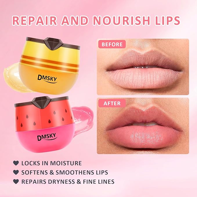 DMSKY 12 PCS Bee Lip Balm Lip Mask Honey Pot, Propolis Sleeping Lip Mask for Dry Chapped Lips, Mothers Day Gifts, Easter Basket Stuffers, Skincare Gifts for Women Girls