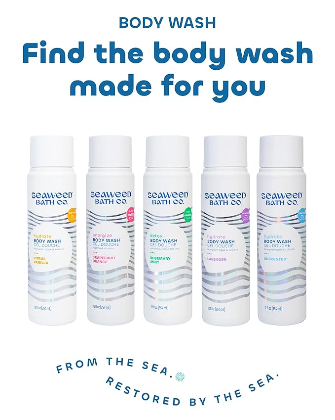 Seaweed Bath Co. Calm Body Wash - Vetiver Geranium - Hydrating Foaming Cleanser with Soothing Oat Milk & Chamomile - Vegan, Paraben and Sulfate Free Shower Gel - 12 oz