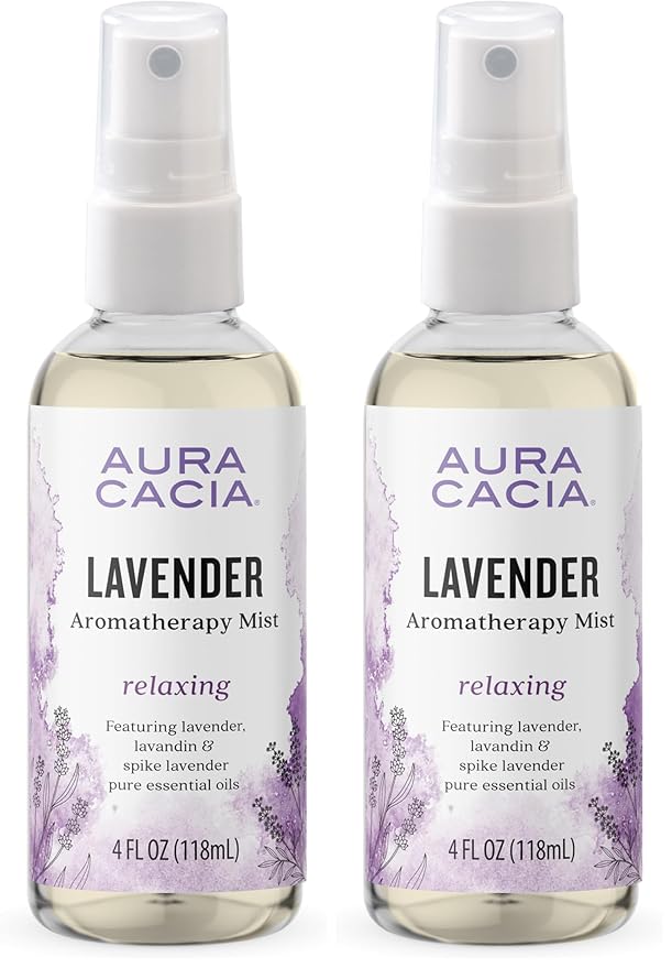 Aura Cacia Relaxing Lavender Aromatherapy Mist,4-Ounce,Lavender Pure Essential Oils,Sweet & Floral Aroma,(Pack of 2)
