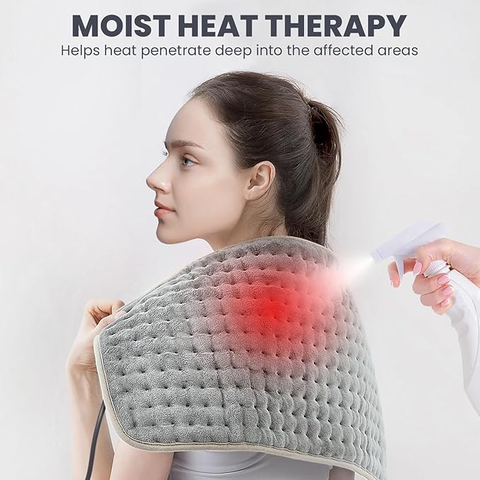 Heating Pad - Electric Heating Pad for Back Pain and Cramps Relief, Moist Heat Pad for Shoulder, Knee, Neck, 6 Heat Settings & Auto Shut Off and Machine Washable, 24" x 12"