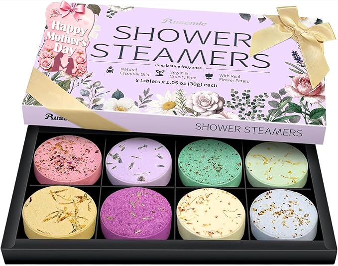 Shower Steamers Aromatherapy Birthday Gifts for Women - 8 Pcs Mothers Day Gifts for Mom Wife Daughter Grandma, Self Care with Natural Essential Oils Relaxation Home Spa Gift Set (Purple)
