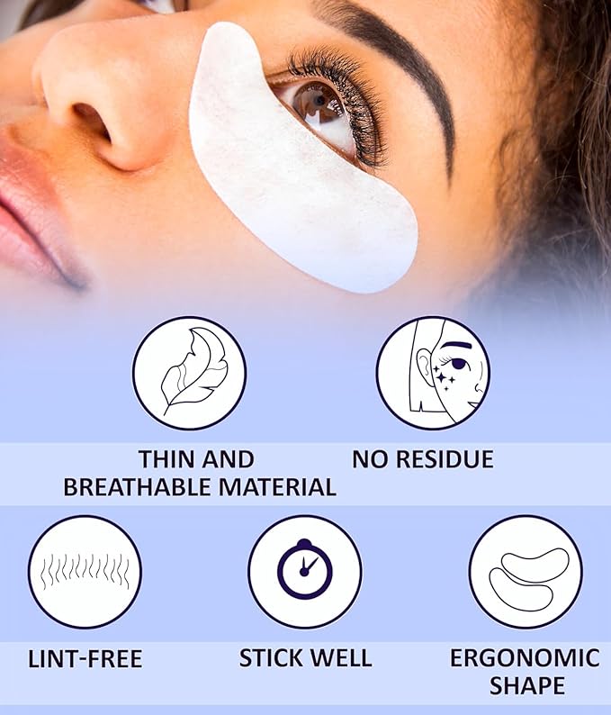STACY LASH 100 Pairs Set Under Eye Gel Pads for Eyelash Extension - Lint Free Patches with Vitamin C and Aloe Vera Lash Supplies and Beauty tools - Hydrogel Eye Pads - Skin Moisturizes
