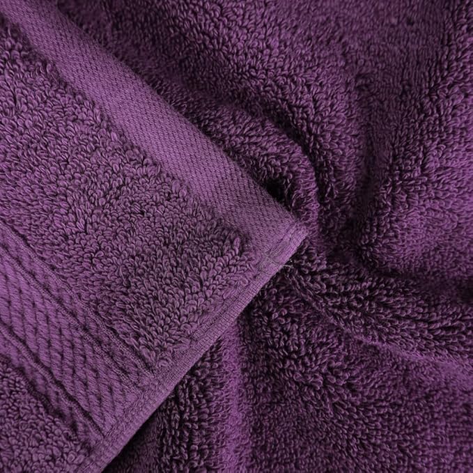 SUPERIOR Egyptian Cotton Pile 3 Piece Towel Set, Includes 1 Bath, 1 Hand, 1 Face Towel/Washcloth, Ultra Soft Luxury Towels, Thick Plush Essentials, Guest Bath, Spa, Hotel Bathroom, Plum