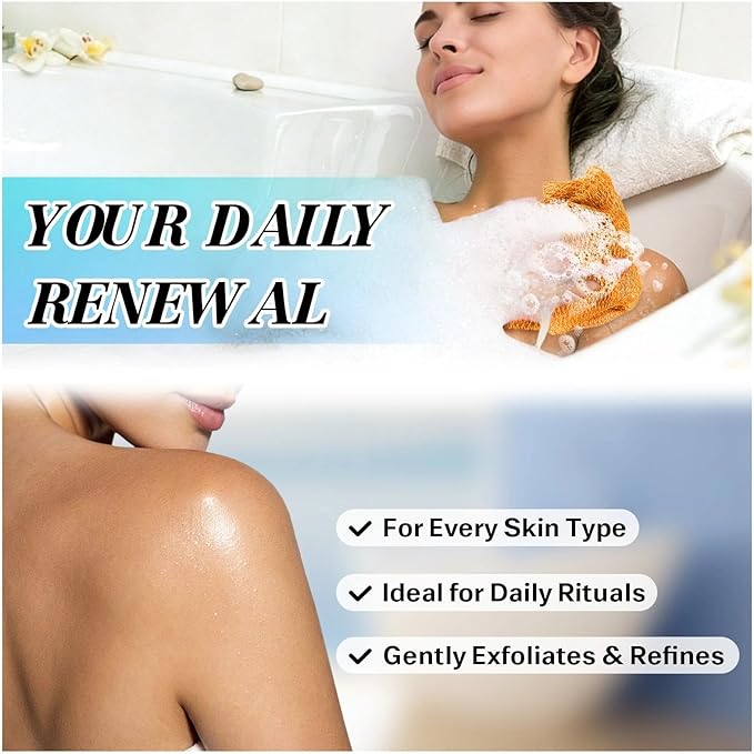 African Net Sponge Authentic Exfoliating Body Scrubber for Shower & Bath, Deep Cleansing Lather for Dead Skin Removal, Back Scrubber Gift for Women & Men（Orange）