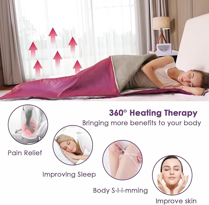 Natural Jade and Tourmaline Heat Far Infrared Sauna Blanket Home Sauna Bed Therapy Heated Portable Sauna Blanket for Home Detox 71 * 32inch