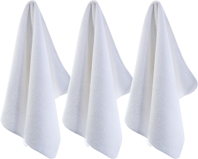 POLYTE Professional Quick Dry Lint Free Microfiber Hair Drying Salon Towel, 16 x 29 in, 12 Pack (White)
