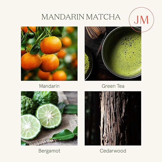 LA JOLIE MUSE Mandarin Matcha Candle, Citrus Candles for Home Scented, Luxury Glass Scented Candle Gifts, 75 Hours Long Burning, 10 oz