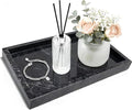 Pure Natural Marble Tray for Bathroom, Dresser, Sink. Cosmetics, toiletries, perfumes, Jewelry, Candles, etc. can be Placed (Ocean Wave Gray, 12" x 8" x 1.2")