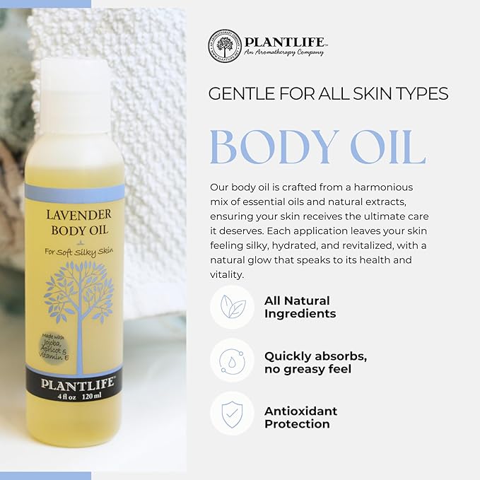 Plantlife Herbal Body Oil with Neem - Natural Aromatherapy - 4 oz