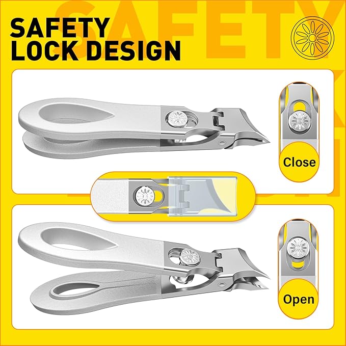 Toenail Clippers for Thick Toenails, Wide Jaw Opening Nail Clippers for Men, Heavy Duty Ingrown Toenail Clippers Nail Cutters, Eagle Beak Slanted Nail Clippers，3-Piece Set with Case