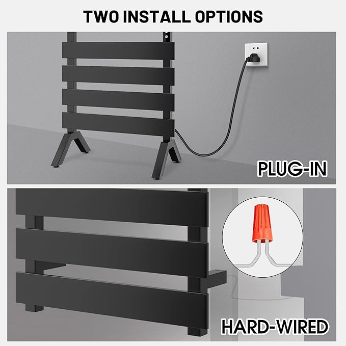 Poloma Freestanding Heated Towel Racks for Bathroom, Towel Warmer Rack, Towel Dryer, Matt Black.