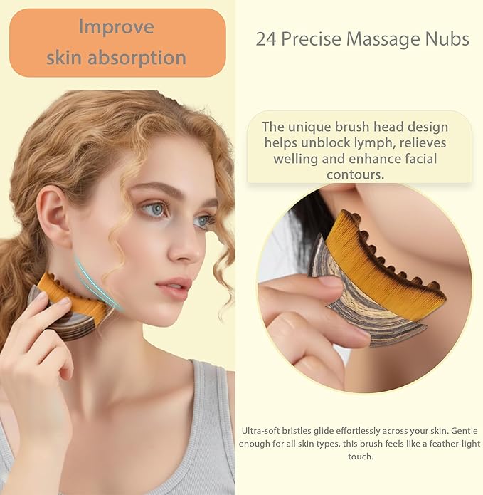 Lymphatic Drainage Face Brush - for Facial Sculpting, Jawline Definition & Dry Brushing. Ergonomic Design for Precise Contouring （1pcs）