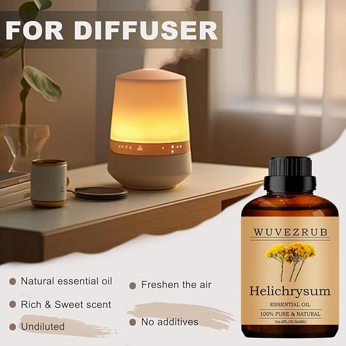 Helichrysum Essential Oil - 240ML Pure and Natural for Aromatherapy Diffuser - 8 Fl Oz