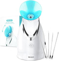 Facial Steamer EZBASICS Ionic Face Steamer for Home Facial, Warm Mist Humidifier Atomizer for Face Sauna Spa Sinuses Moisturizing, Unclogs Pores, Bonus Stainless Steel Skin Kit Blue