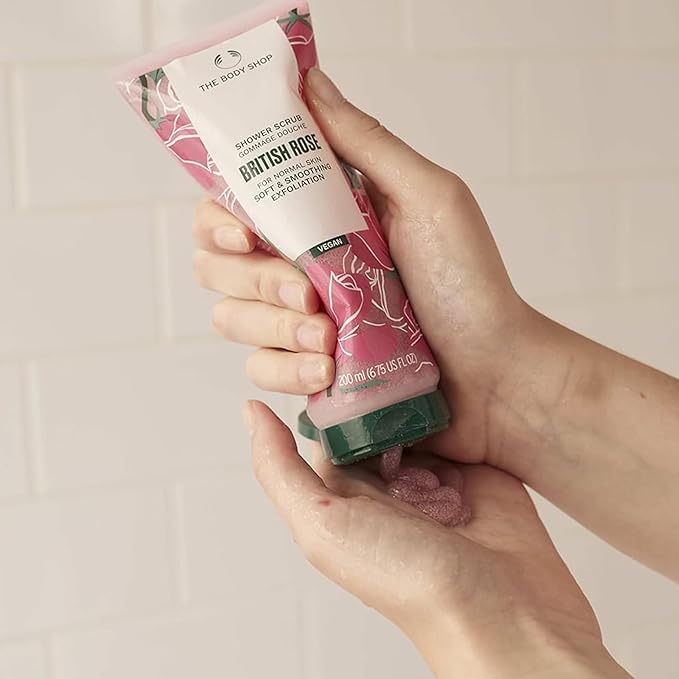The Body Shop British Rose Shower Scrub - Soft & Smooth Exfoliation For Normal Skin - Vegan - 6.75 Fl Oz