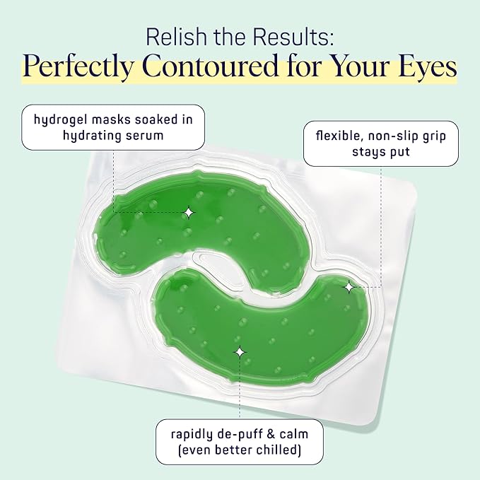 SpaLife In a Pickle Hydrogel Under Eye Patches for Dark Circles | Mothers Day Gifts | Pickle Under Eye Patches for Puffy Eyes | Hydrating Undereye Masks | Pack of 8 Pairs (8 Undereye Treatments)