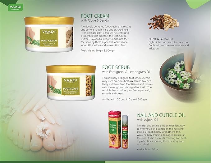 Vaadi Herbals Foot Scrub Foot Scrub Exfoliator Foot Scrub Cream Natural, Anti-Fungal Callus Remover And Therapeutic Exfoliator Fast Absorbing Makes Your Feet Super Soft 110 Grams