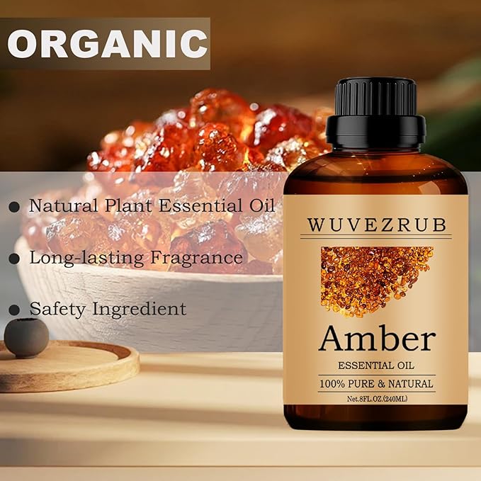 Amber Essential Oil - 240ML Pure and Natural for Aromatherapy Diffuser - 8 Fl Oz