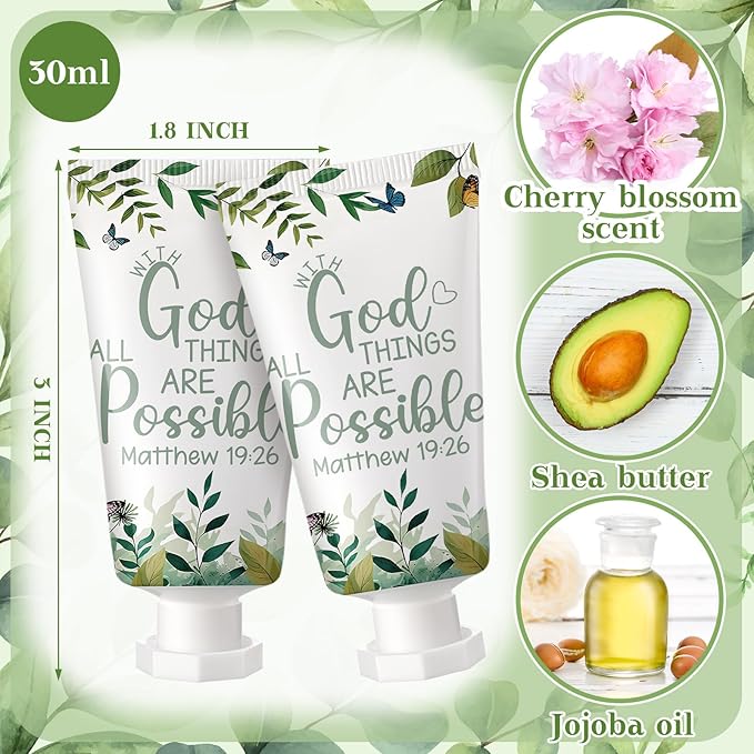 50 Pack Christian Hand Lotion Bulk Gifts for Women Mother's Day Gifts Bible Mini Travel Hand Lotion for Women Church Appreciation(Eucalyptus)