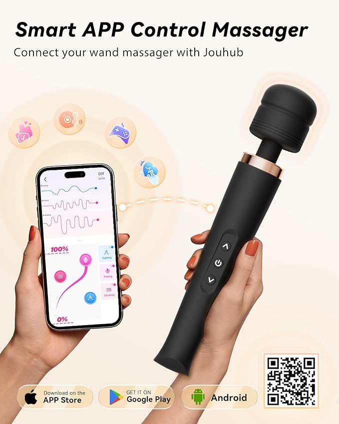 Toendi Premium Massager Tools for Beginners AI-Sync App Control Body Massager with 8 Speeds & 5 Modes, 360° Head Massager Waterproof Massager, Massage Wand for Women, Men, Couple