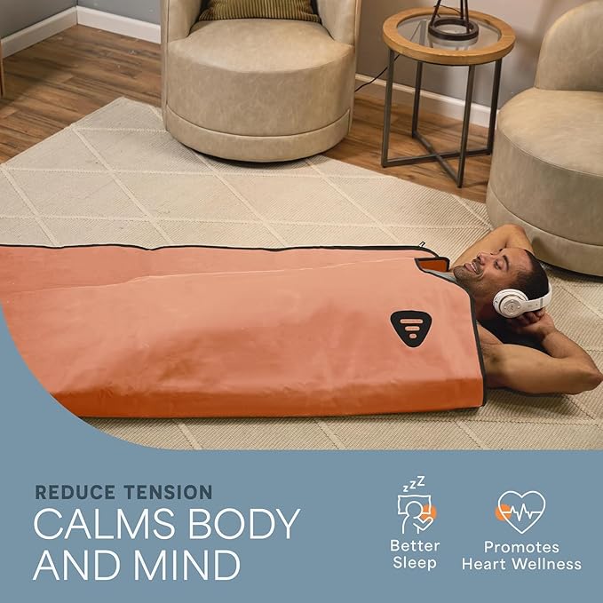 LifePro RejuvaWrap Infrared Sauna Blanket for Detox & Relaxation – Low EMF Carbon Fiber Heating, 9 Temp Levels, 5 Colors – Portable Sauna Blanket Infrared with Waterproof Interior & Carry Bag