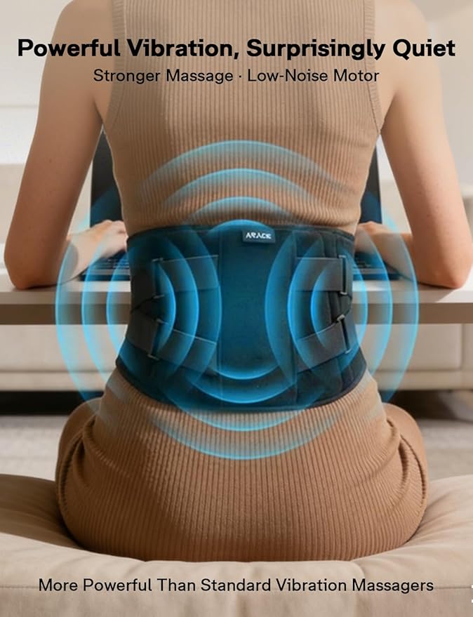 10000mAh Cordless Heating Pad with Massager for Back Pain Relief, 50-67" Lower Back Massager with 3 Heat &Timer, 5 Vibration Portable Heating Pad for Cramps, Birthday Gift for Women Men Mother