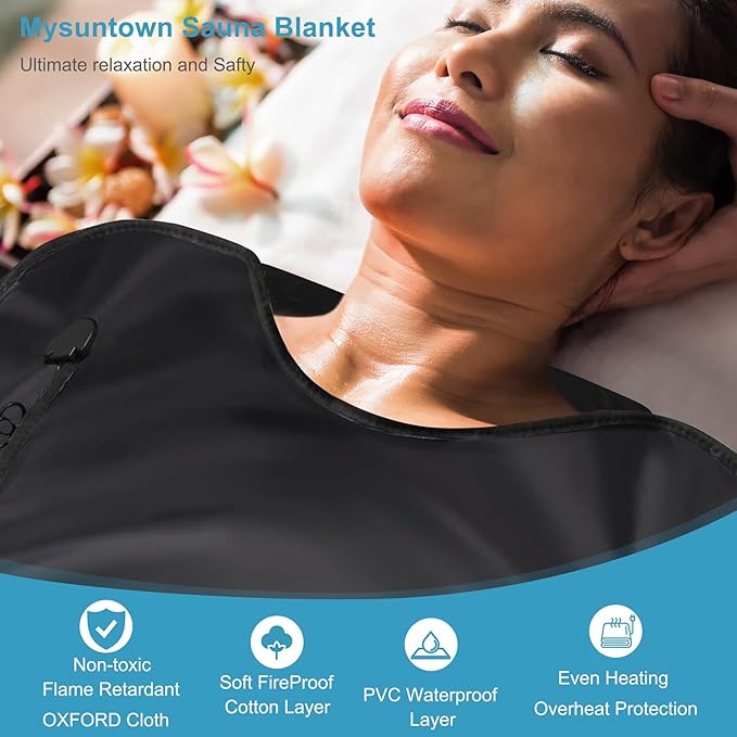 mysuntown Infrared Sauna Blanket for Detoxification，Portable Sauna Blanket for Home use,86-158℉,20-60 Minutes Timer,6.23ft x 2.95ft