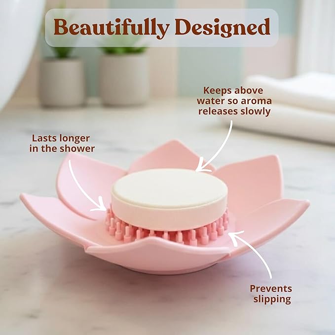 MESMOS Lotus Shower Steamer Trays, Silicone Soap Holder & Small Shower Steamer Dish, Self Draining Flower Tray for Spa Gifts, Self Care & Mom Relaxation