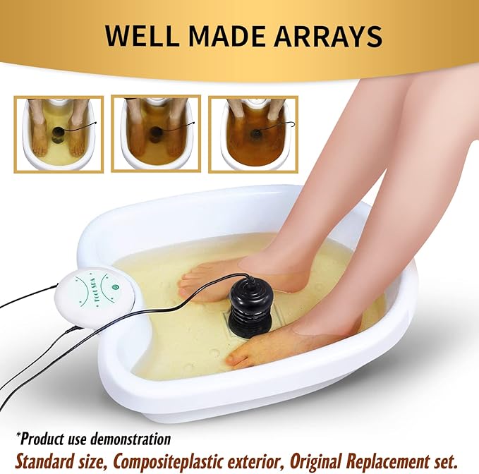 2 Pack Arrays for Ionic Foot Bath Detox Machine Replacement Arrays for Ionic Foot Bath Cleanse Machines System Stainless Steel Round(6.35mm Adapter)