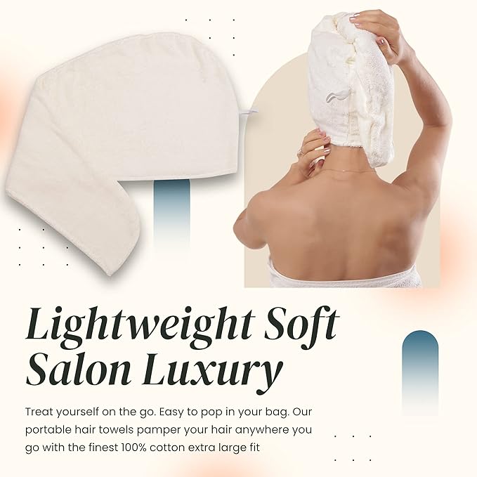 Huge Cotton Hair Towel Wrap for Women (Coral White)