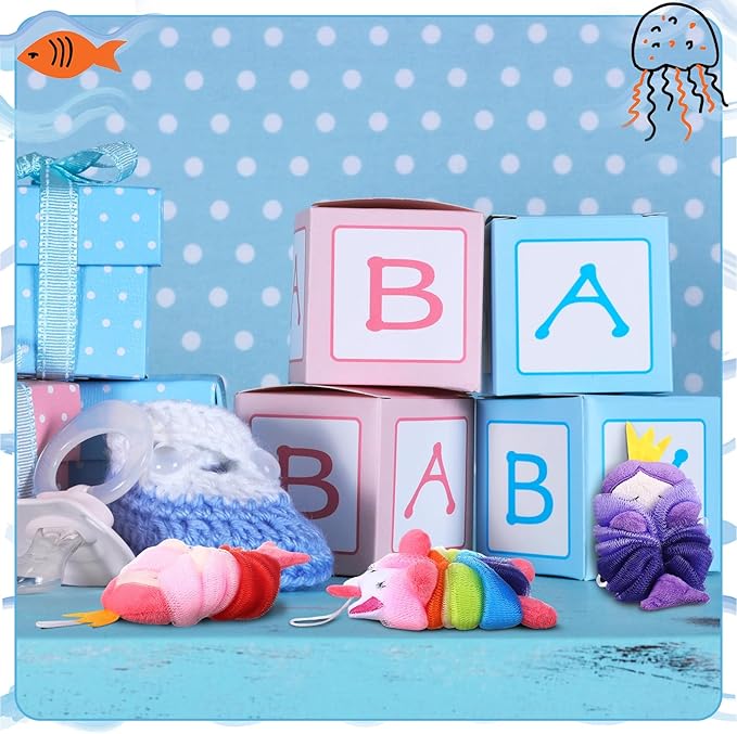 Tatuo 4 Pcs Animal Bath Loofahs Kids Body Loofah Cartoon Shower Cute Bath Sponge Pouf Body Scrubbers Mesh Sponge for Toddler Children Boys Girls Shower Baby Washing Exfoliating (Girls)