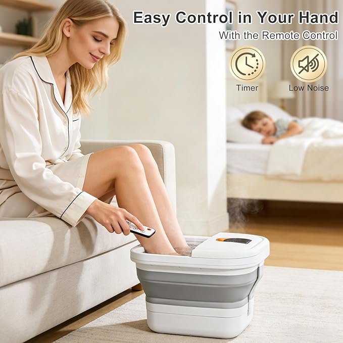 UNIFULL Collapsible Foot Spa Bath with Heat, Motorized Massager, Touch Screen, Foot Pedicure Kit, Temperature Control, Pedicure Foot Spa, Foot Bath