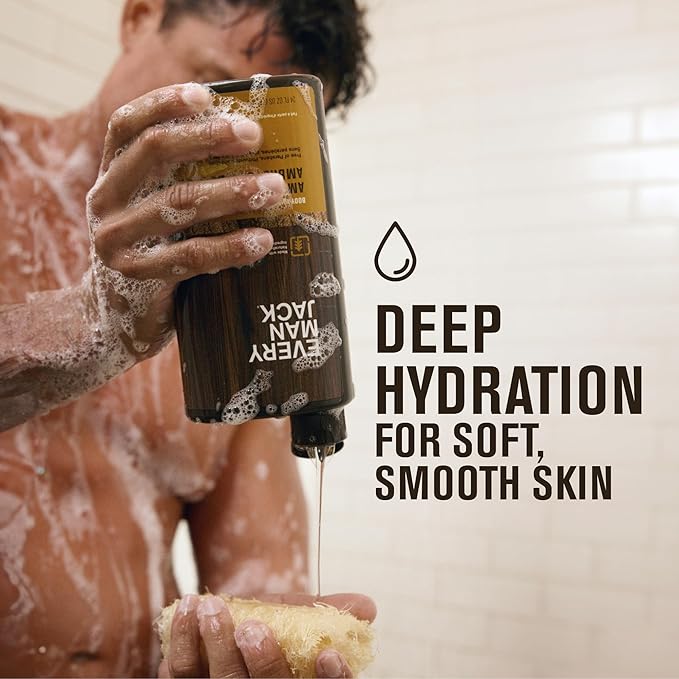 Every Man Jack Nourishing Pacific Cypress Mens Body Wash for All Skin Types - Naturally Derived Ingredients - Cleanse and Hydrate Skin with Coconut and Glycerin - 24oz 2 Bottles