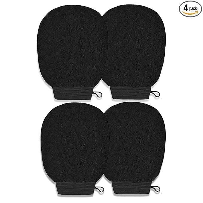 Ultra Thin Version Exfoliating Glove(4pc)-Remove Unnecessary Dead Skin and Exfoliator（Black4）
