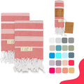 Hand Towels - Set of 2, 18" x 30" inches, Decorative Peshtemal Cotton Hand Towels for Kitchen, Bath, Guest, Face, Hair, Gym, Yoga, Dishcloth, Travel (Coral)