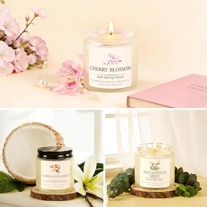 Spring Summer Scented Candles Set, Soy Candles for Home, 6 Pack Candle Gift Set - Gifts for Women Mother's Day, Aromatherapy Candle, 21 oz Scented Candles for Women - Gifts for Mom