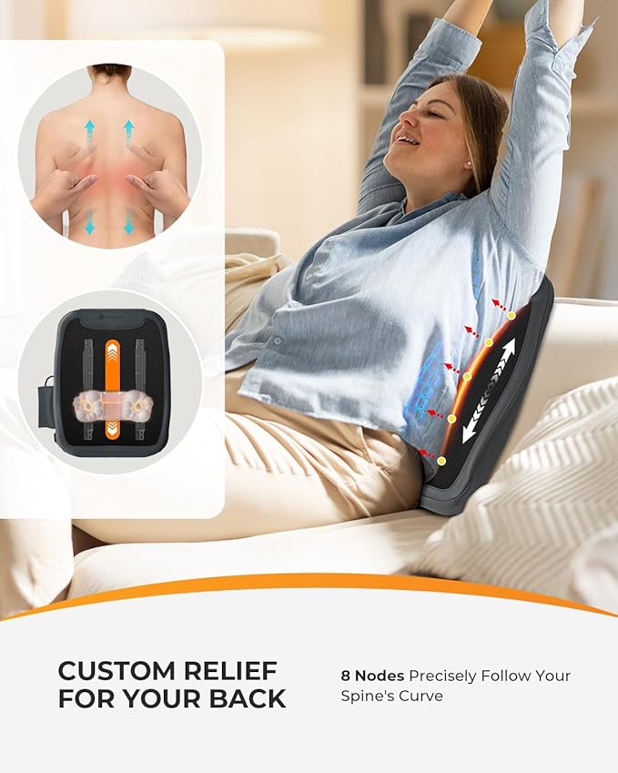 CooCoCo Shiatsu Back Massager with Heat, FSA Eligible, Lower Back Massager for Pain Relief Deep Tissue, HSA 4D Kneading Back Massage with Rooling(Corded)