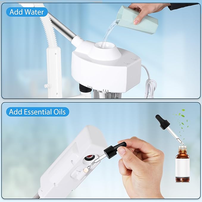 HomGarden Professional Facial Steamer 2 in 1 Steamer for Face with Hot & Cold Nozzle 5X LED Facial Steamer for Esthetician, Salon & Spa Face Beauty Equipment.