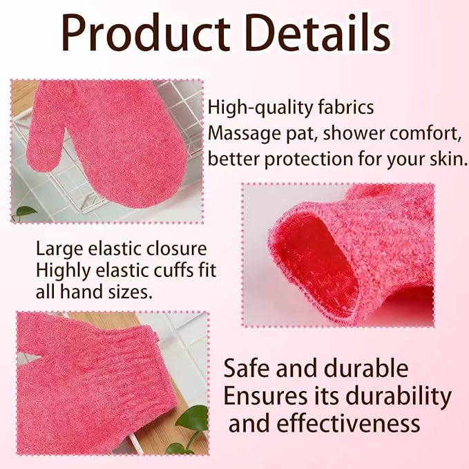 8Pcs Exfoliating Gloves -Shower Gloves - Bath and Body Exfoliator Mitts - Scrubs Away Ingrown Hair and Dead Skin - Exfoliating Gloves for Shower, Spa and Massage
