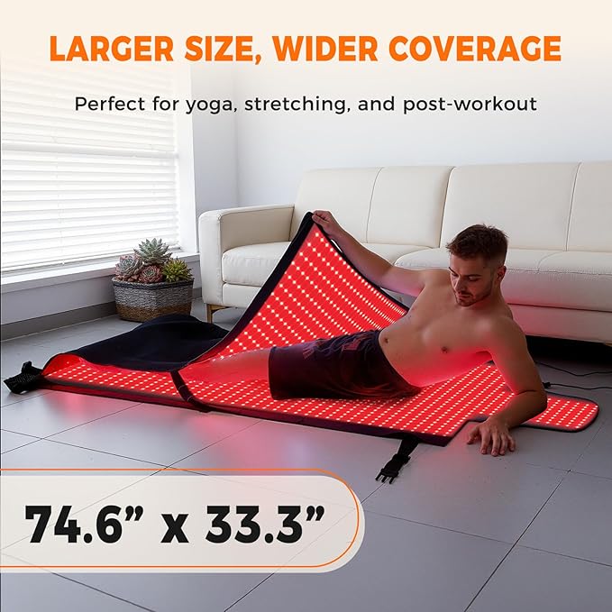 LITDUCK Body Red Light Therapy Mat, Eligible Red Light Therapy Blanket, 2in1 LEDs(660nm& 850nm), Premium Leather, Adjustable Timer & Intensity, 74.6” x 33.3” 2570 LEDs