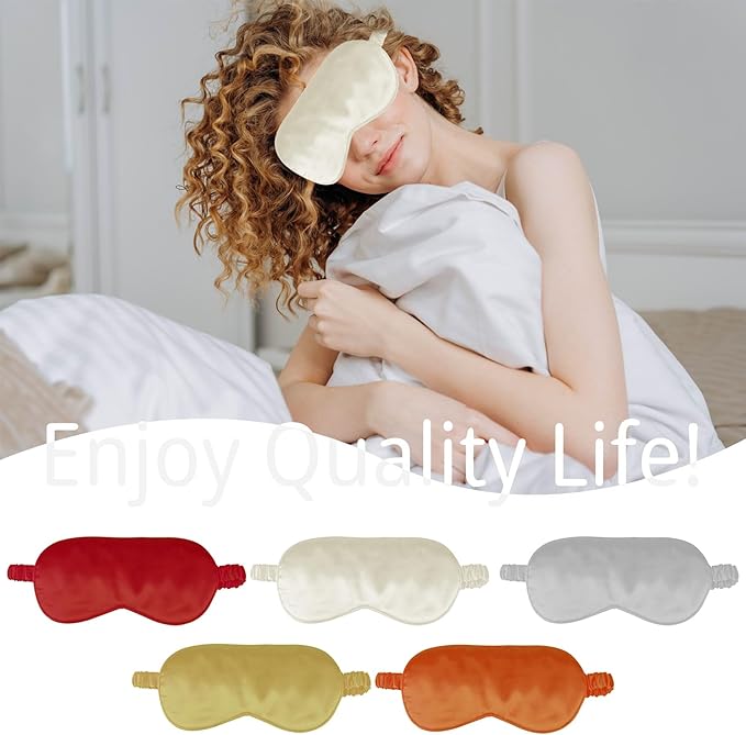 1 Pack Sleep Mask, Silk Eye Mask with Elastic Strap, Blindfold, Soft Silk Sleeping Mask for Girls, Women, Men (White)