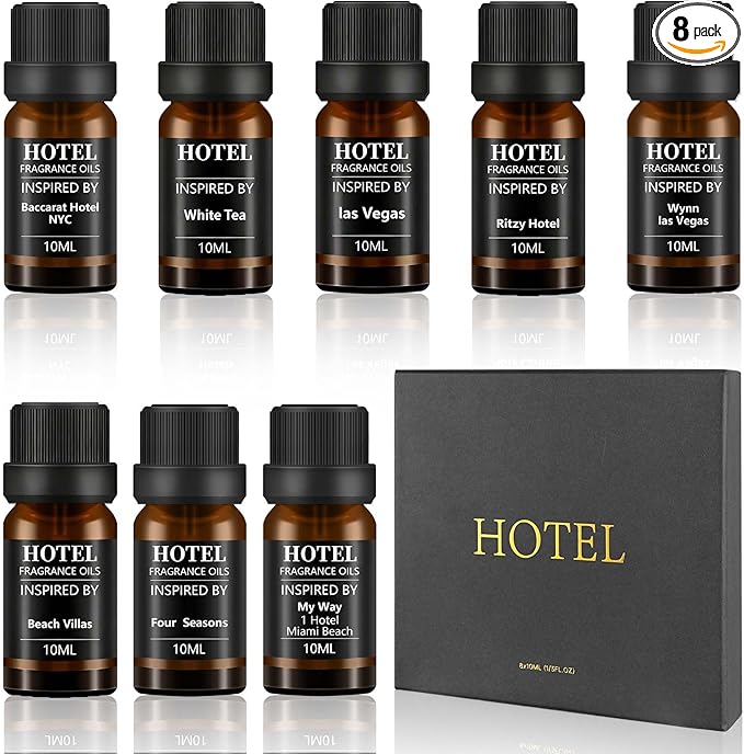 Hotel Collection Diffuser Essential Oil Gift Set,Hotel Scents for Home,Stress Relief Air Freshening,My Way,The Beach Villas and Other Luxury Hotel Scents Waterless Essential Oil Diffuser