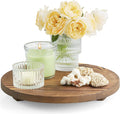 Round Decorative Tray Burnt Wood Bathroom Counter Organizer Pedestal Stand Farmhouse Kitchen Decor Wooden Riser for Soap Dish, Perfume, Candle, Sponge, 10" - Brown