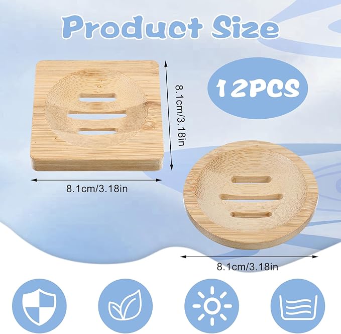 20Pcs Bamboo Soap Dishes 3 Inch Wooden Soap Tray Soaps Holder for Bathroom Shampoo Bar Holder for Shower Bamboo Round Soaps Dish Self-Draining Bar Soap Holder for Home Kitchen Travel Bath Tub